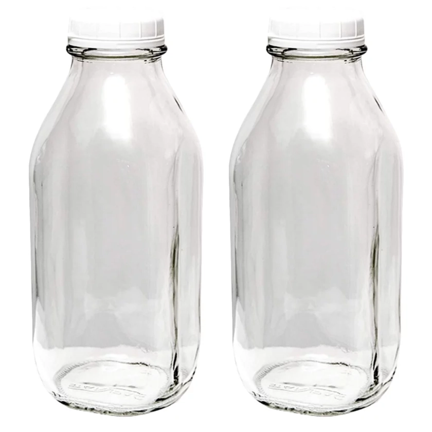 NUOLUX Milk Glass Bottles Wholesale Bottle Jug Vintage Lids Container Jars Jar Small 1000Ml Drinking Reusable