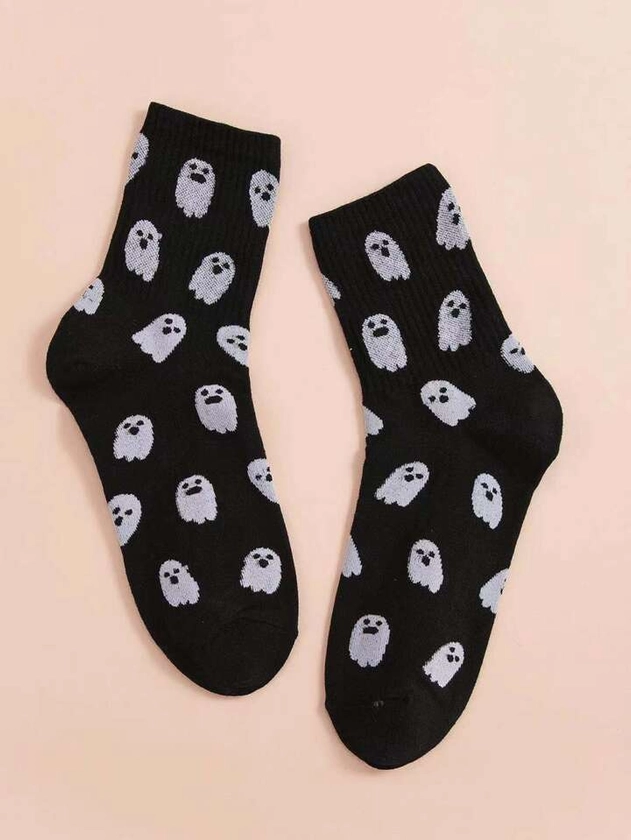 Calcetines de tripulación Halloween estampado de fantasma