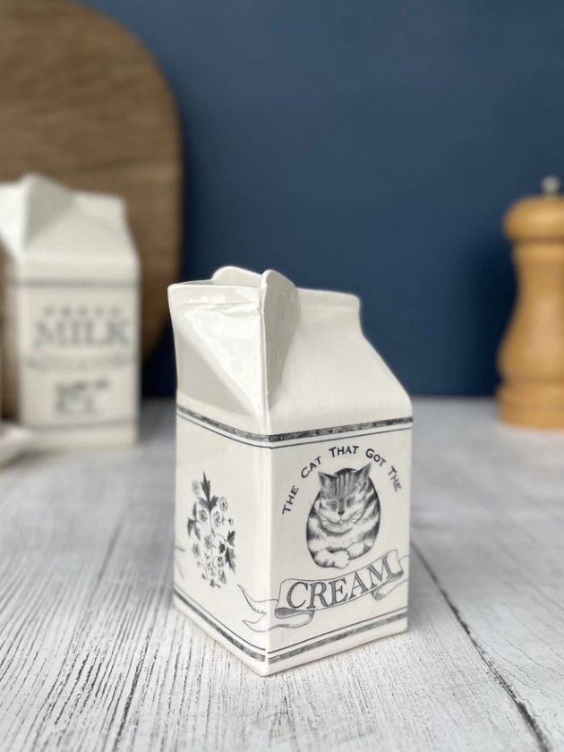 ‘The Cat That Got The Cream’ Ceramic Carton / Jug 