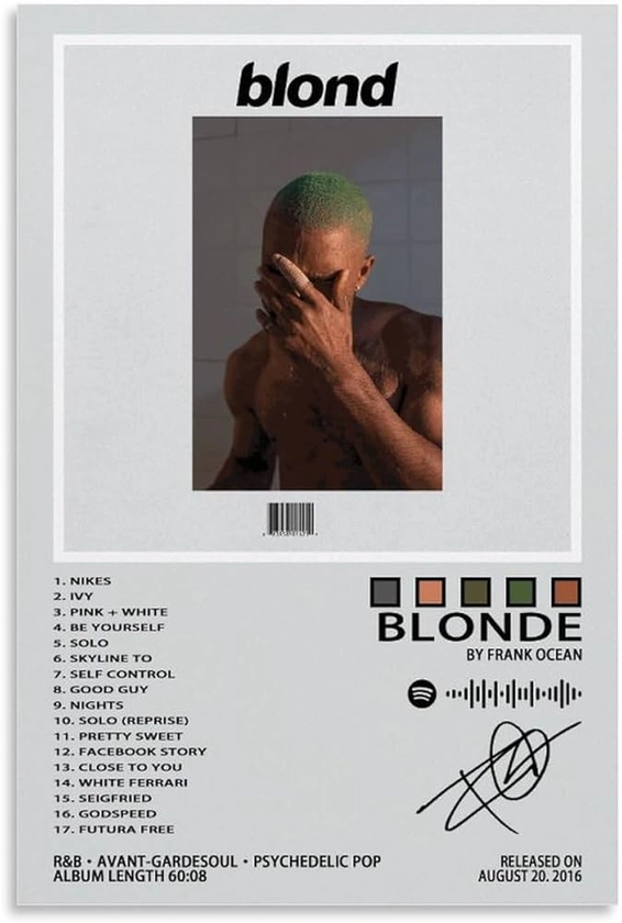 Amazon.com: Frank Poster Ocean Blonde Album Music Art Cover Poster for Room Aesthetic Canvas Wall Art for Teens Room Decor12x18inch(30x45cm): Posters & Prints