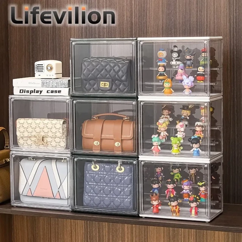 Clear Display Box Stackable Plastic Dustproof Storage Bins Figures Display Collectibles Bag Cosmetic Show Case with Interlayers - AliExpress 