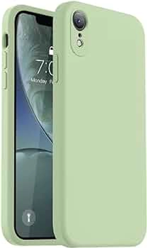 Vooii Compatible with iPhone XR Case, Upgraded Liquid Silicone with [Flat Edges] [Camera Protection] [Soft Anti-Scratch Microfiber Lining] Phone Case for iPhone 10 XR 6.1 inch - Matcha