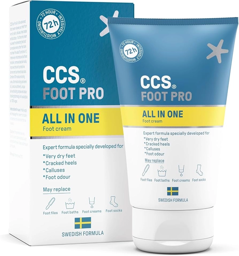 CCS All In One Foot Cream 100ml - Foot Pro Cream for Cracked Heels, Dry Skin & Calluses Feet - Foot Moisturiser - Developed for Very Dry Feet, Cracked Heels, Calluses and Foot Odour : Amazon.co.uk: Beauty
