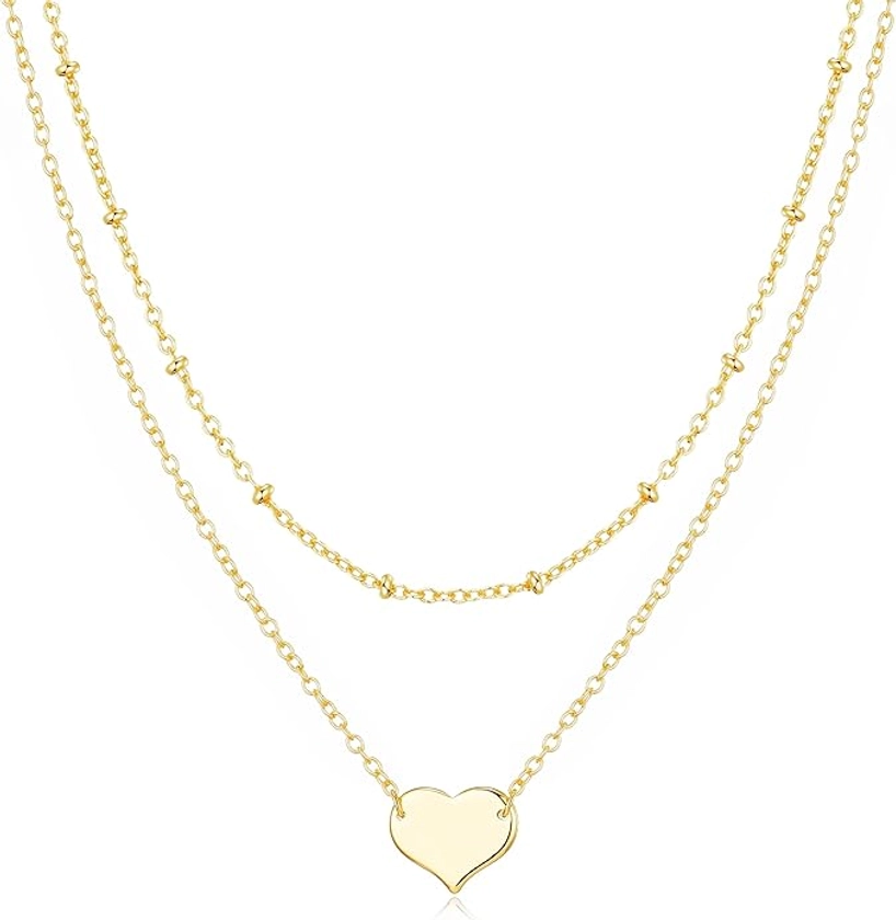 Philip Jones Gold Plated Double Layered Heart Necklace : Philip Jones: Amazon.co.uk: Fashion