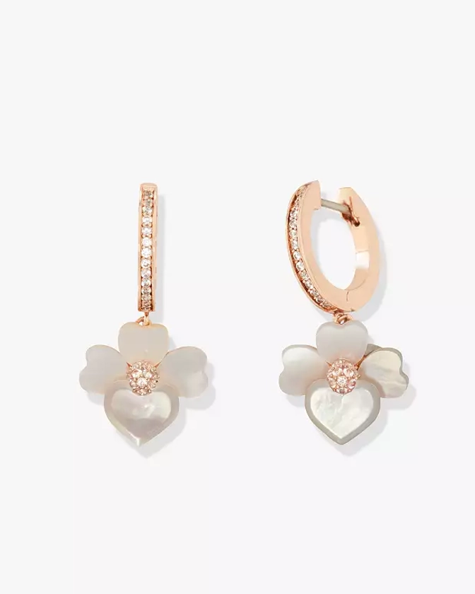 Precious Pansy Pavé Drop Mini Hoops