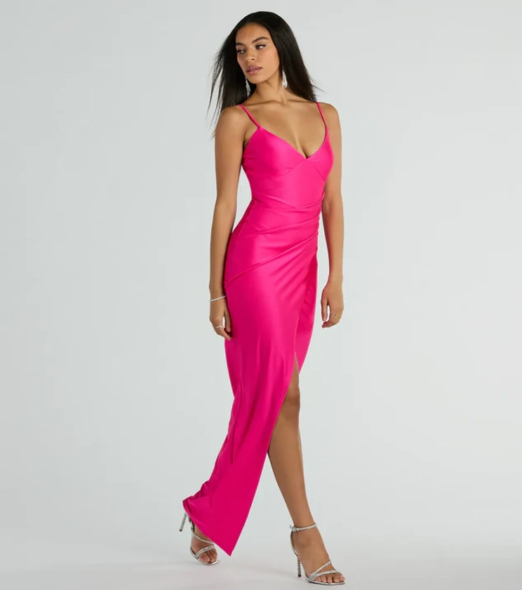 Brittney Formal V-Neck Slit Long Dress