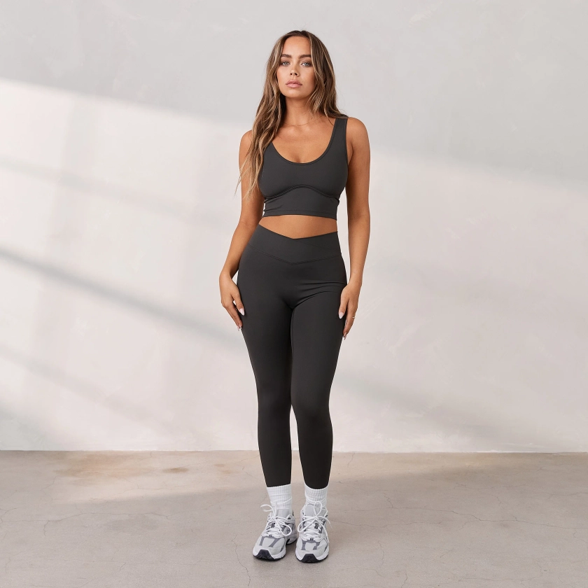 Silhouette Crossover Leggings - Washed Black