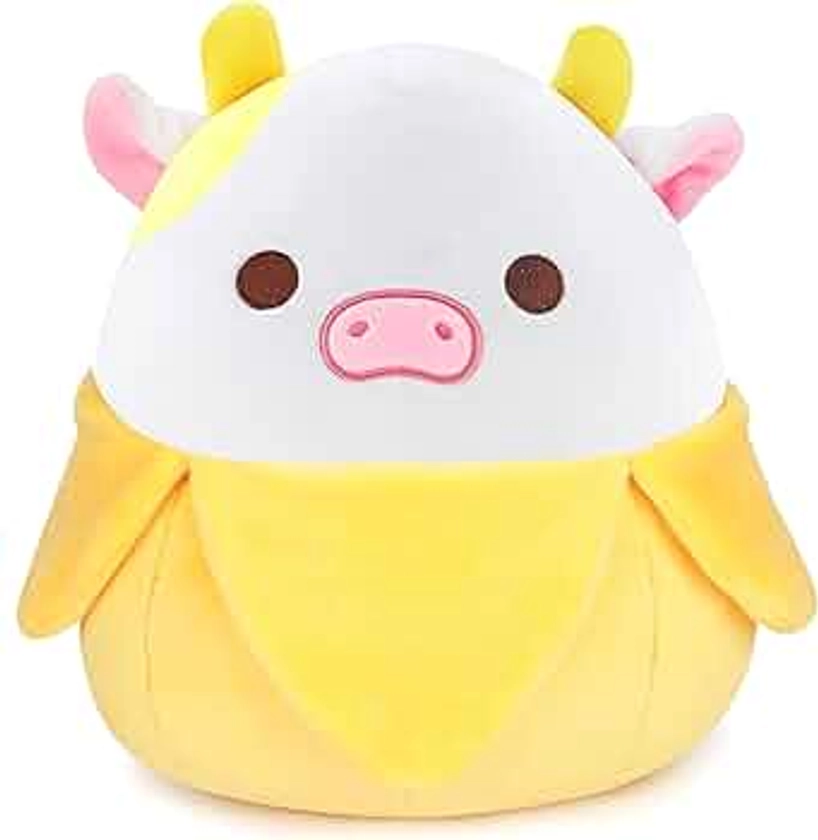 LXSLFY 11inch Cute Banana Cow Plush, Cow Stuffed Animals Kawaii Cow Pillow Gifts for Kids Girls Boys Birthday Christmas Home Decora (Banana Cow)