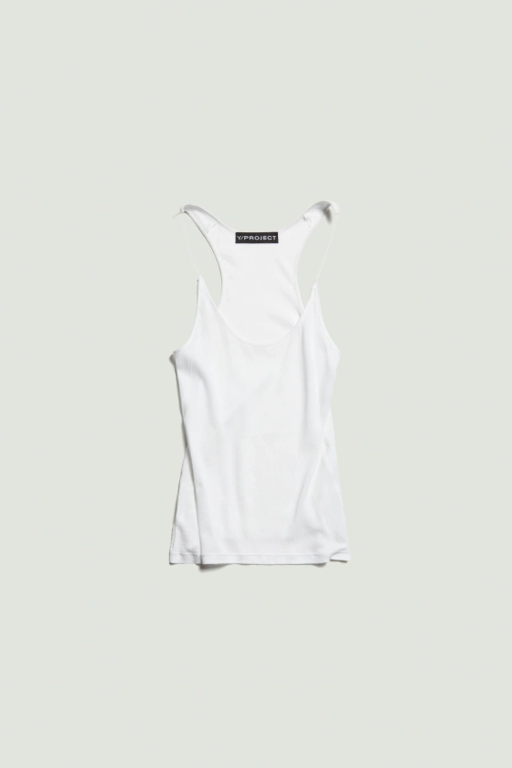INVISIBLE STRAP TANK TOP BLUE WASHED SS 2024 | Y/PROJECT OPTIC WHITE