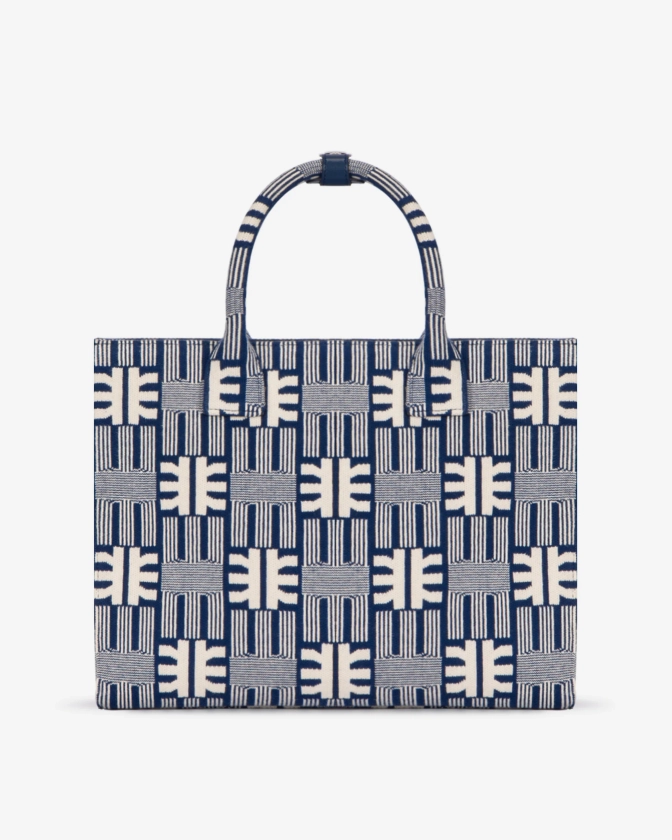 FEI Jacquard Knit Medium Tote Bag - Navy