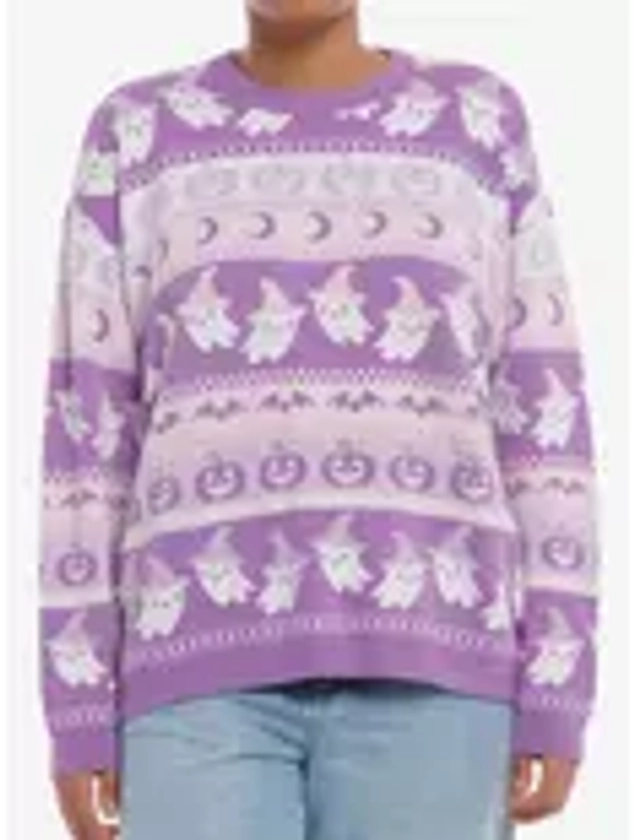 Sweet Society Pastel Ghosts & Jack-O'-Lanterns Fair Isle Girls Sweater | Hot Topic