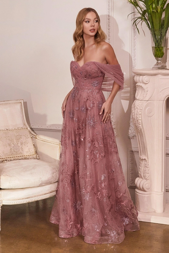 Cinderella Divine OC008 Off Shoulder Long Formal Dress for $179.0 – The Dress Outlet 