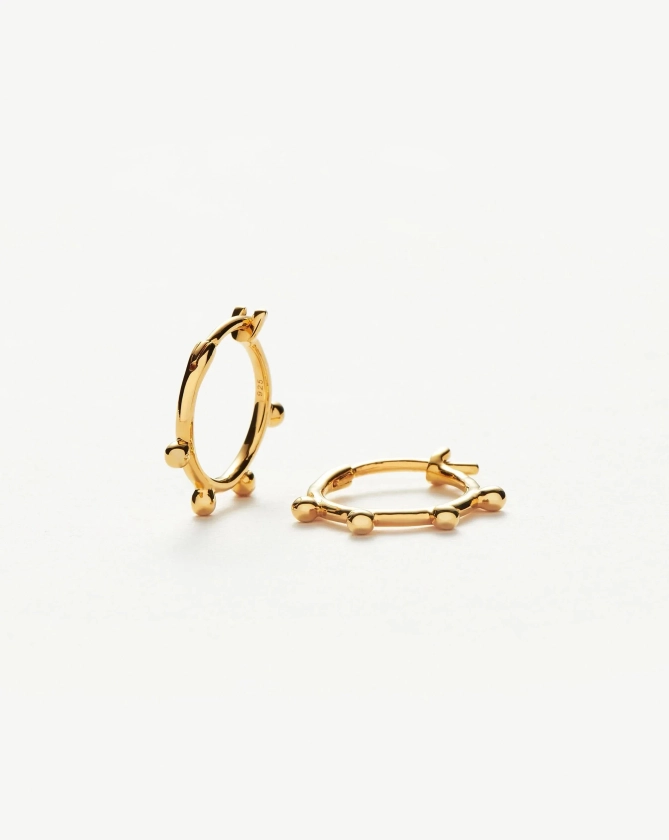 Lucy Williams Tiny Orb Hinged Hoop Earrings | 18ct Gold Vermeil