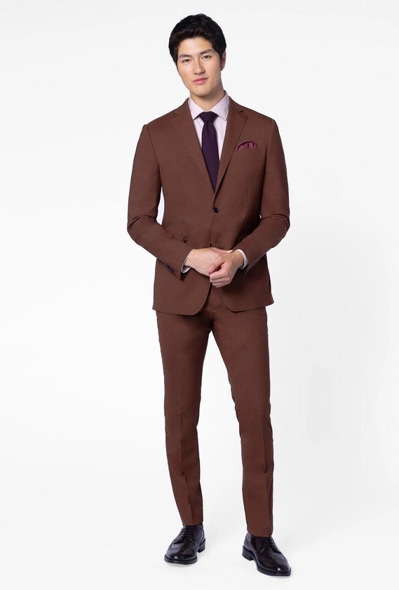 Custom Suits Made For You - Howell Wool Stretch Brown Suit | INDOCHINO