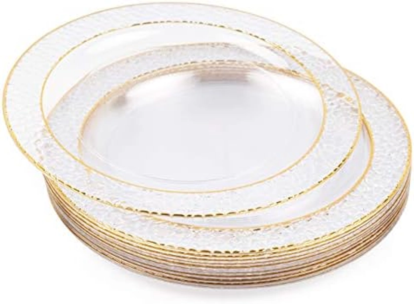 Matana - 20 Premium Multi-Use Plastic Dinner Plates with Gold Rim - 26cm : Amazon.co.uk: Home & Kitchen