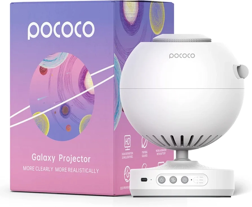 POCOCO Galaxy Lite Star Projector, Proyector de Estrellas para el Hogar, Lámpara Nocturna Planetaria para Bebés, Proyector de Galaxias para Fiestas, Regalo de Cumpleaños