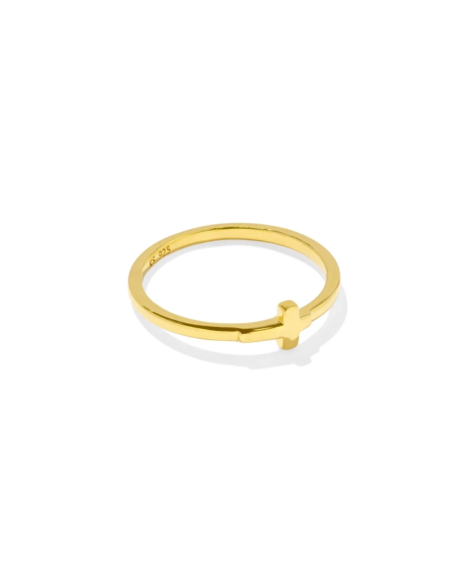 Cross Inline Band Ring in 18k Gold Vermeil