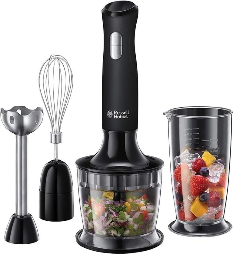 Russell Hobbs Mixeur Plongeant [Multifonction 3en1: Hache, Fouette, Mixe] Noir mat (500ml, pour smoothie, sauces etc, Puissant, Bol mixeur/ doseur sans BPA compatible Lave Vaisselle) 24702-56 : Amazon.fr: Cuisine et Maison