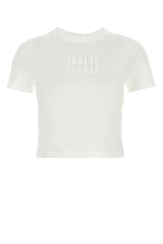 Miu Miu Crewneck Cropped T-Shirt