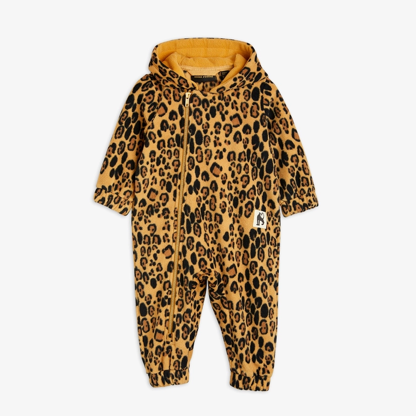 Leopard Fleece Onesie Beige