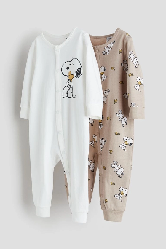 2-pack pyjamas med trykk - Beige/Snoopy - BARN | H&M NO