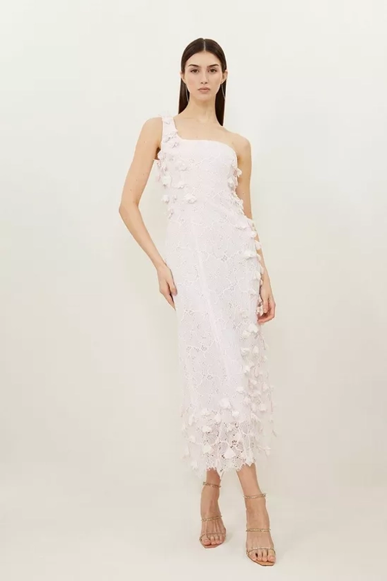 Dresses | Lace Petal Applique Woven One Strap Maxi Dress | KarenMillen