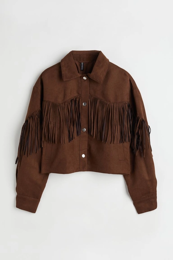 Fringe-trimmed Jacket - Dark brown - Ladies | H&M US