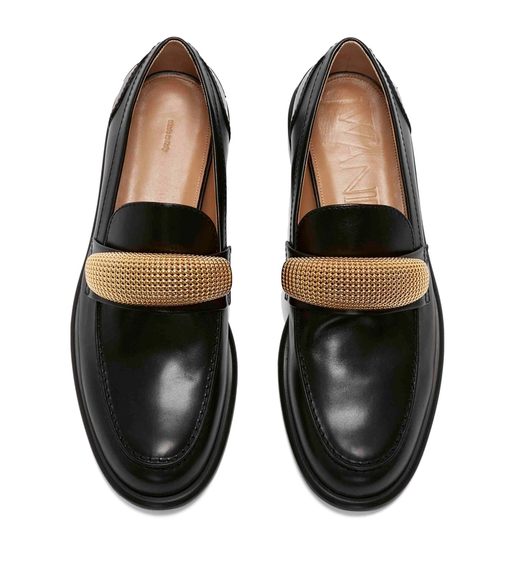 Womens JW Anderson black Leather Moccasin Loafers | Harrods UK