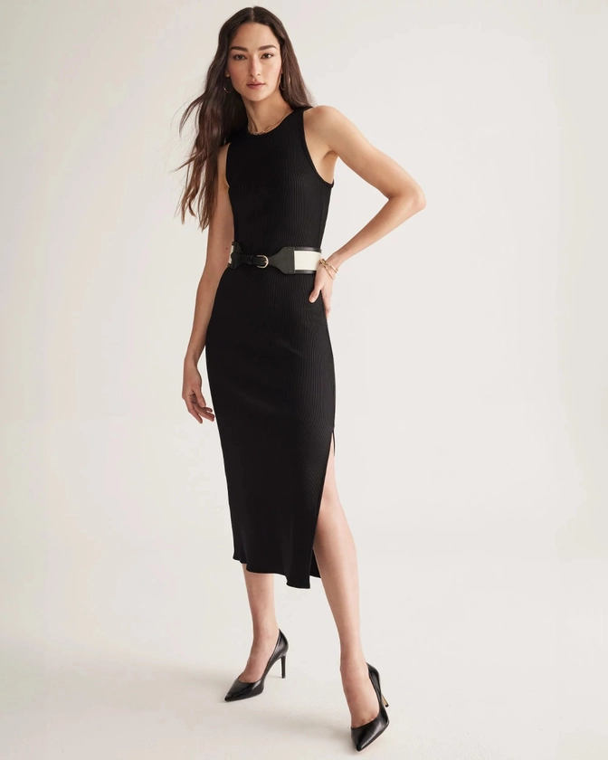 WHBM® FORME Rib Sleeveless Midi Dress | White House Black Market