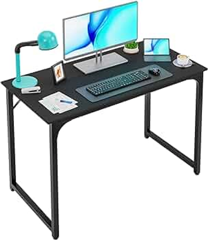 PayLessHere 39 inch Home Office Gaming Modren Simple Style PC Wood and Metal Desk Workstation for Small Space，Black