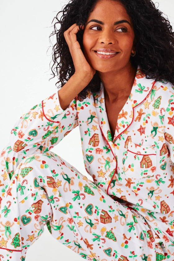 Gingerbread Party Long Sleeve Polo Pajamas | Roller Rabbit