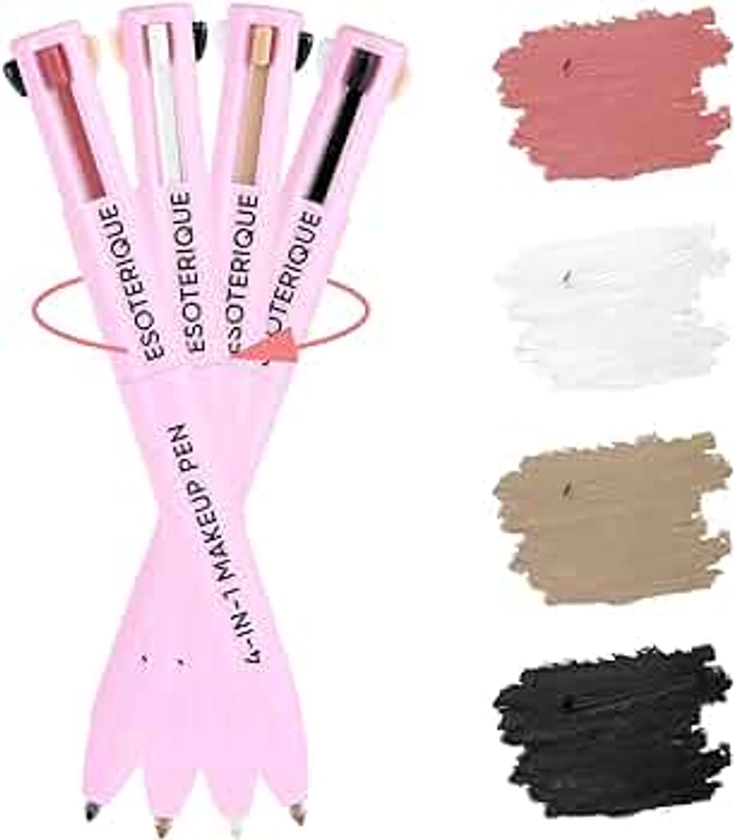 4 in 1 Makeup Pen, Eyeliner, Lip Liner, Brow Pencil, and Highlighter in One Pencil, Easy-To-Apply and Compact for Travel - Cruelty-Free & Vegan, Shade 01