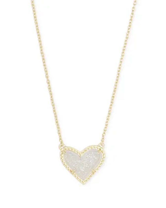 Ari Heart Gold Pendant Necklace in Black Drusy | Kendra Scott