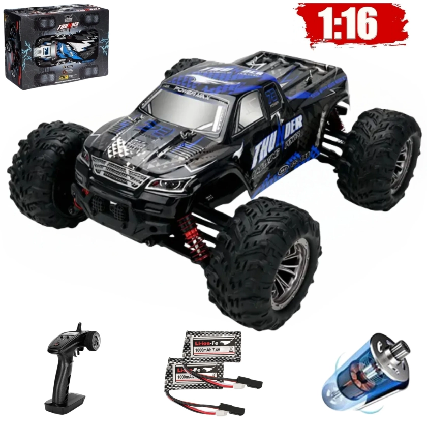 Mibescal 1:16 RC Car, 40+km/h High Speed Remote Control Cars,Fast 4WD Off-Road Monster Truck with Lights, Gift for Boys Kids and Adults