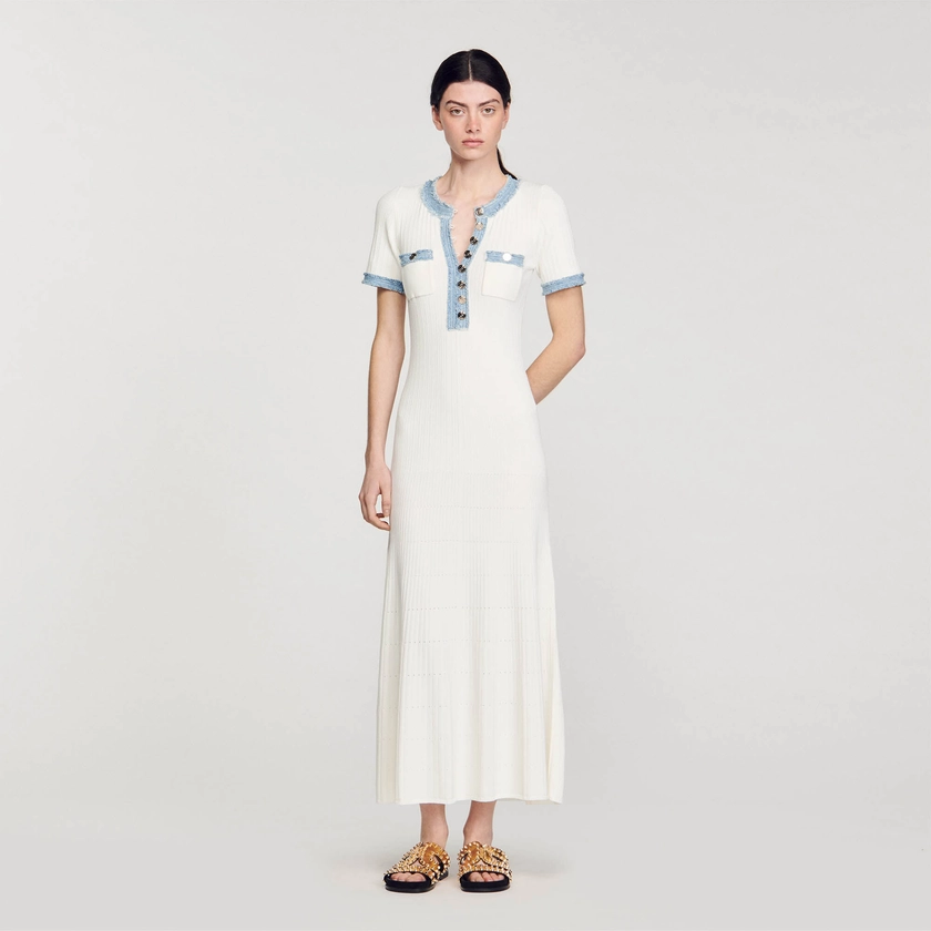 Knit and denim midi dress | Sandro RE