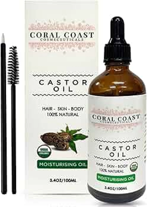 Organic Castor Oil Hexane Free - Pure Cold Pressed | Hair Oil Lash Serum Castor Oil Pack | Cuticle Oil Body Oil Black Seed Oil | Pure Caster Oil Eyelash Serum Beard Hair Growth | Hair Growth Oil Castor Oil Wrap Massage Oil | Eyelash and Cuticle Kit 5 Pairs | 100ml