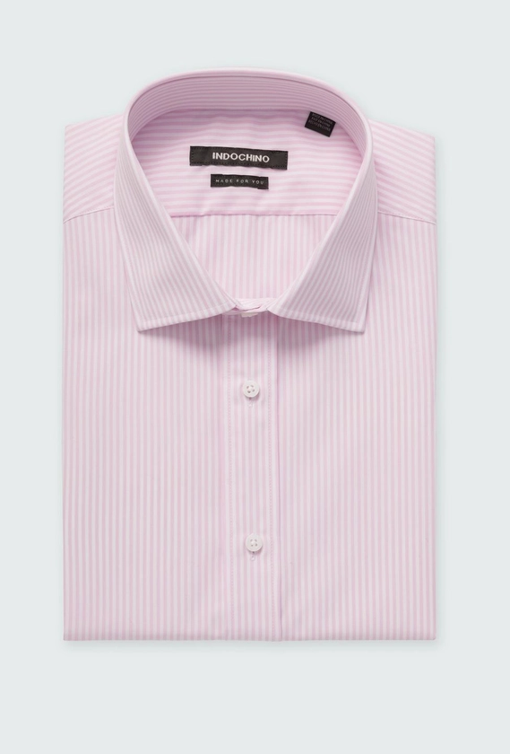 Helston Anti-Wrinkle Pinstripe Pink Shirt
