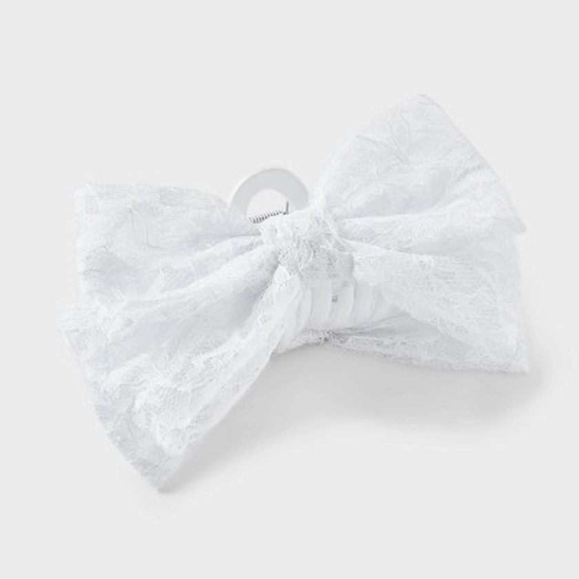 Lace Bow Claw Hair Clip - Wild Fable™ White