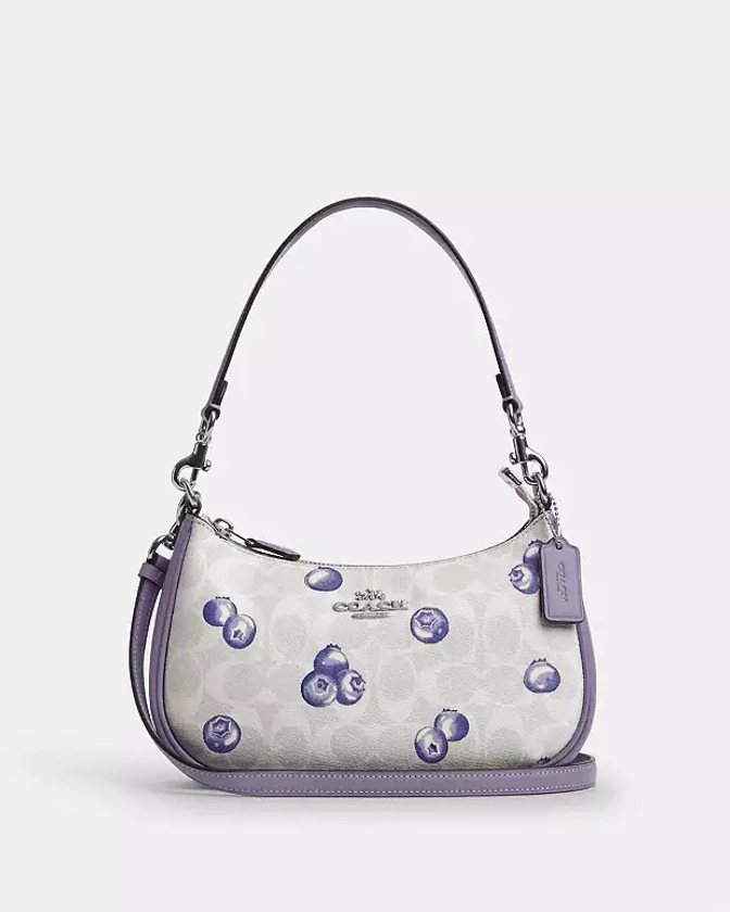 Teri Shoulder Bag In Signature Canvas With Blueberry Print