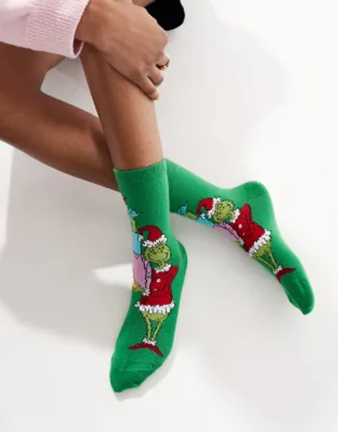 ASOS DESIGN - Socquettes de Noël motif Grinch - Vert | ASOS