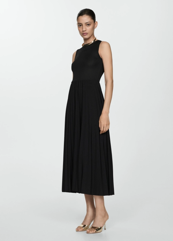 Robe midi plissée - Femme | MANGO France métropolitaine