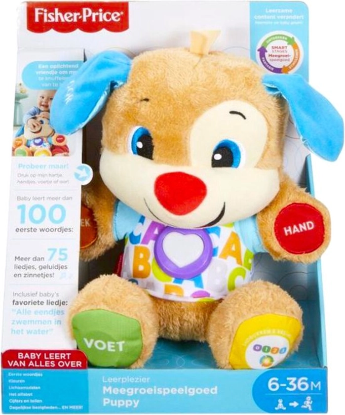 Fisher-Price Leerplezier Puppy blauw - Baby speelgoed - Knuffel - Nederlands