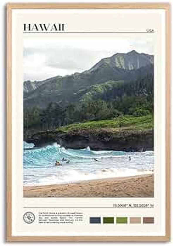 KEEITY Hawaii Poster The North Shore Hawaii Wall Art Home Decor Canvas Wall Art Paintings Print Home Living Room Decor 16X24 inch Unframed