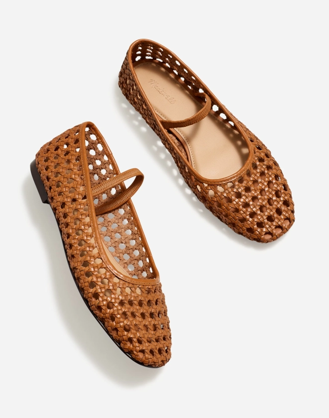 The Greta Ballet Flat in Open-Weave Leather