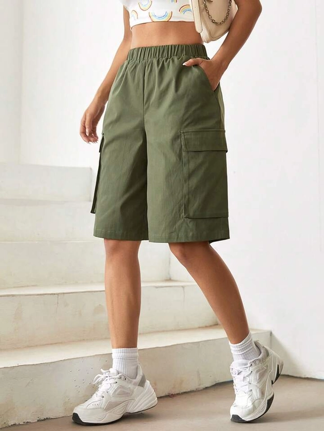 SHEIN EZwear Flap Pocket Side Cargo Shorts | SHEIN EUQS
