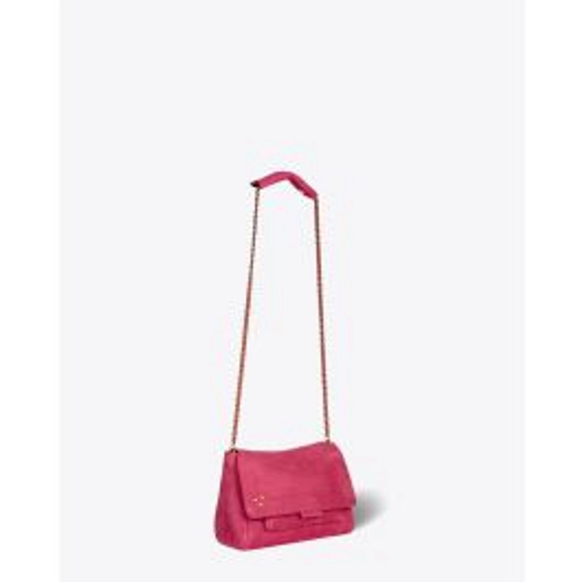 Jérôme Dreyfuss Sac Lulu M – Cuir Suédé Croco Framboise