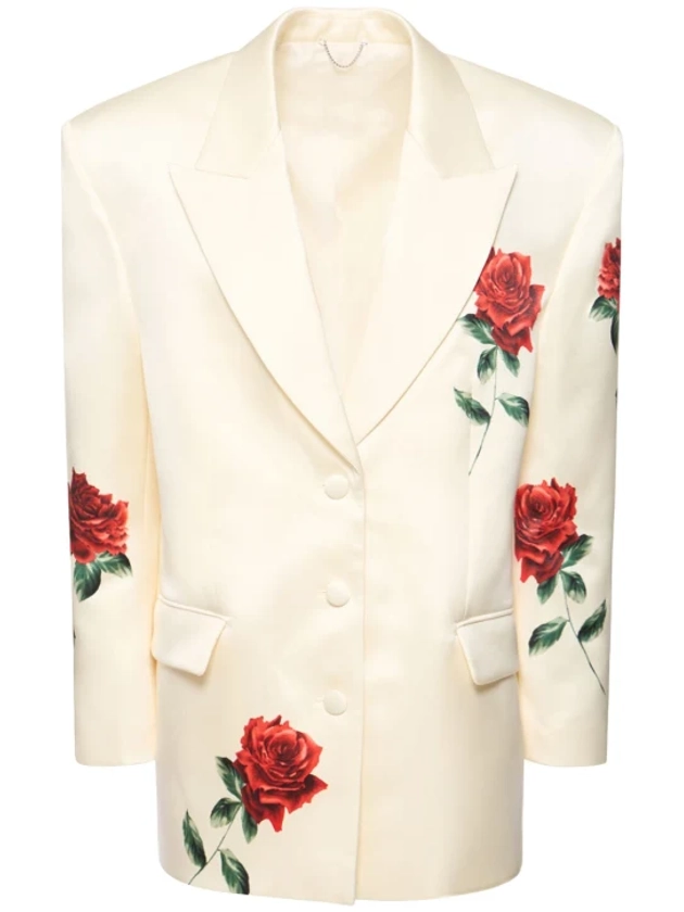 Rose printed silk blend satin blazer - Magda Butrym - Women | Luisaviaroma