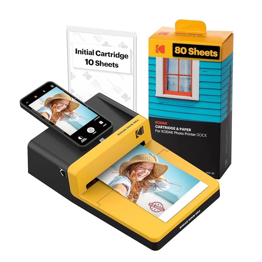 KODAK Dock ERA Plus 4PASS Instant Portable Photo Printer (4x6) (Printer + Initial 10 Sheets + 80 Sheets)