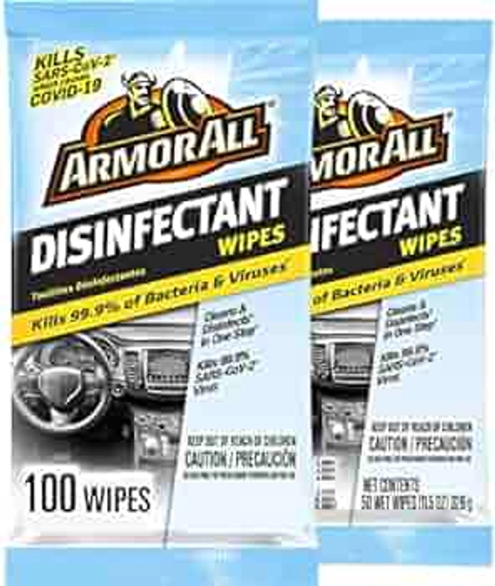 Disinfectant Wipes by Armor All, Disinfecting Car Cleaning Wipes, 50 Count Each, Pack of 2