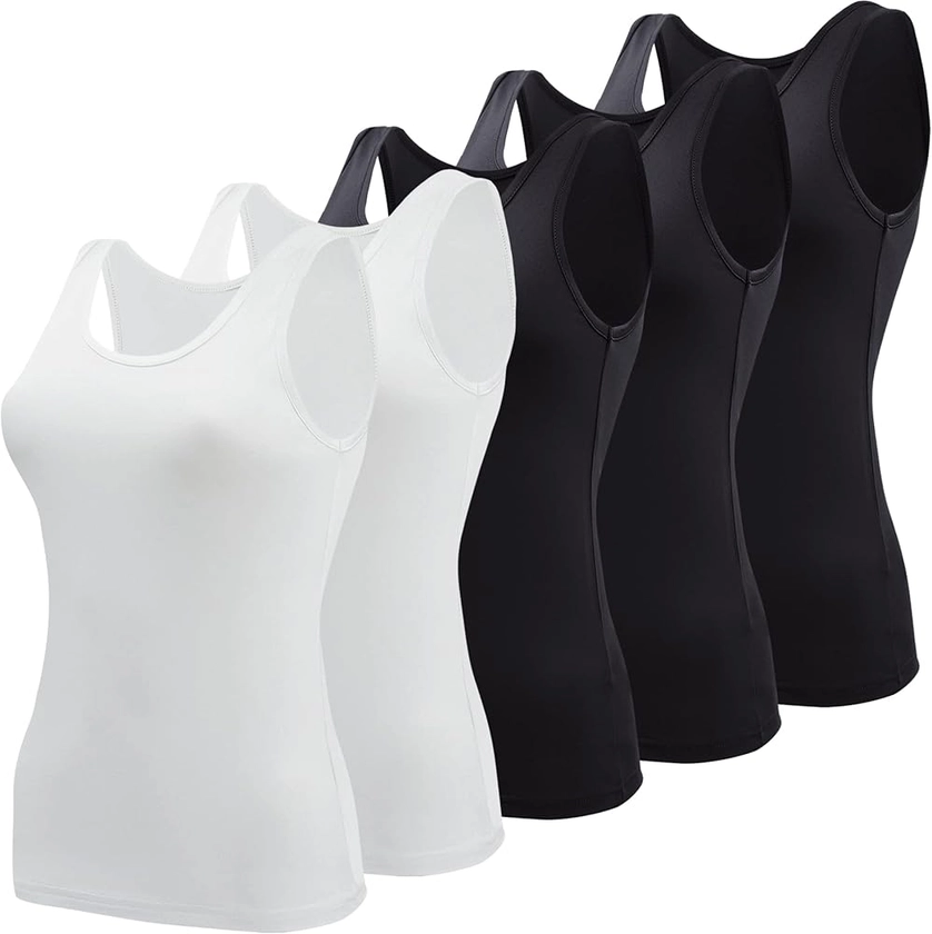 BQTQ 5 Pcs Basic Tank Tops for Women Undershirt Tank Top Sleeveless Under Shirts